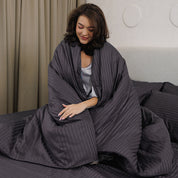 Graphite Premium Stripe Sateen Bedding Set