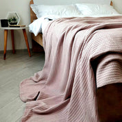 Powder Pink Knit Throw Bed Blanket