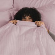 Powder Pink Premium Stripe Sateen Duvet Set