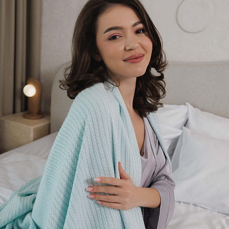 Mint Knit Throw Bed Blanket