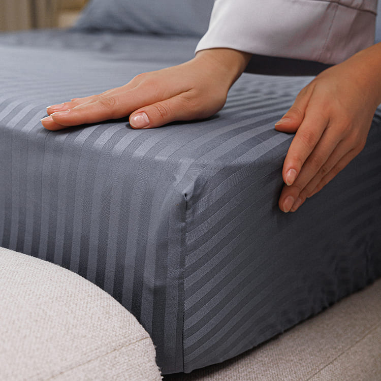 Gray Premium Stripe Sateen Core Sheet Set