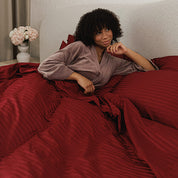 Bordeaux Premium Stripe Sateen Bedding Set