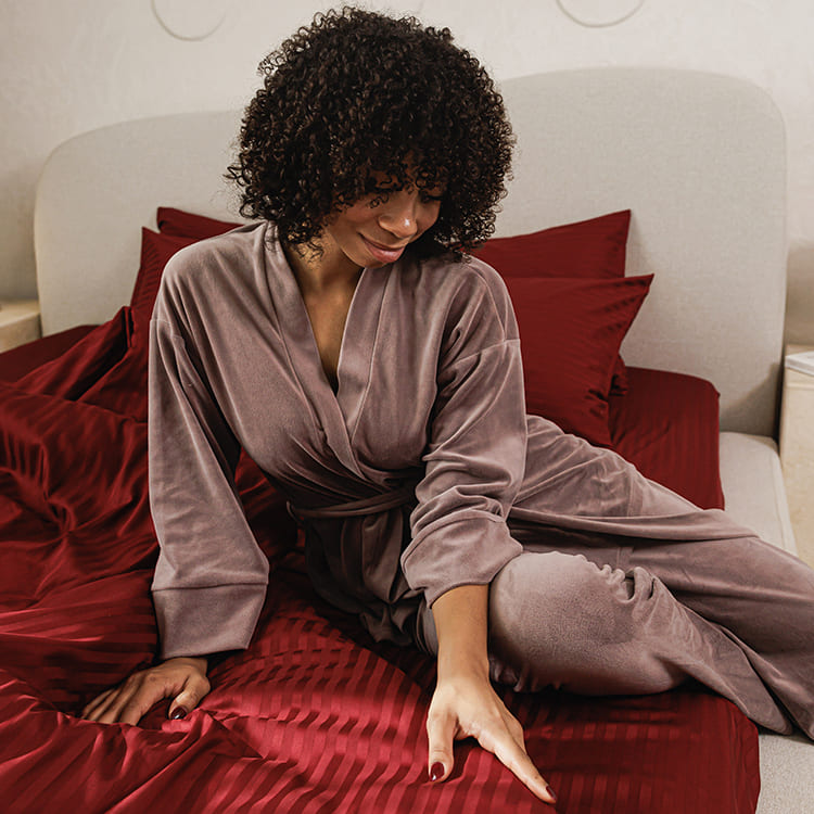 Bordeaux Premium Stripe Sateen Core Sheet Set