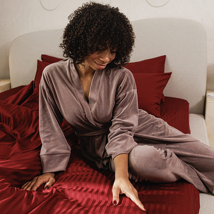 Bordeaux Premium Stripe Sateen Bedding Set