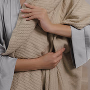 Beige Knit Throw Bed Blanket