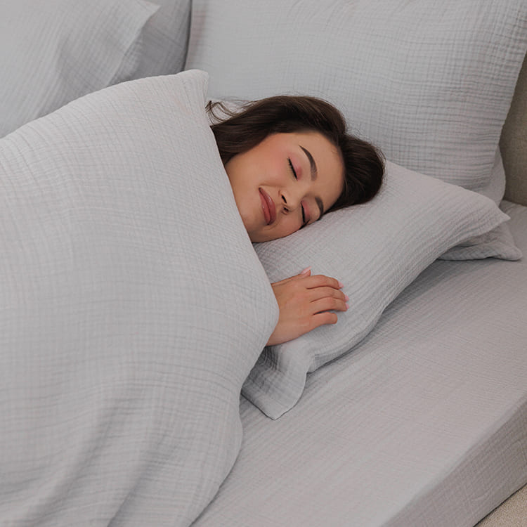 Gray Cotton Muslin Duvet Cover Set