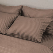 Mocha Premium Stripe Sateen Bedding Move-in Bundle