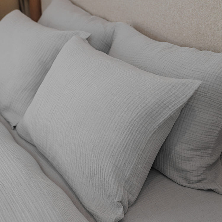 Gray Cotton Muslin Bedding Move-in Bundle