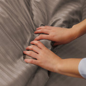 Mocha Premium Stripe Sateen Duvet Set