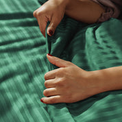 Emerald Premium Stripe Sateen Duvet Set