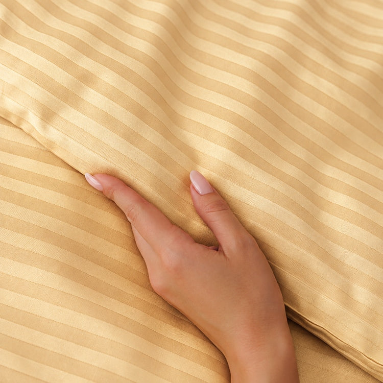 Gold Premium Stripe Sateen Bedding Set