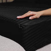 Black Premium Stripe Sateen Bedding Set