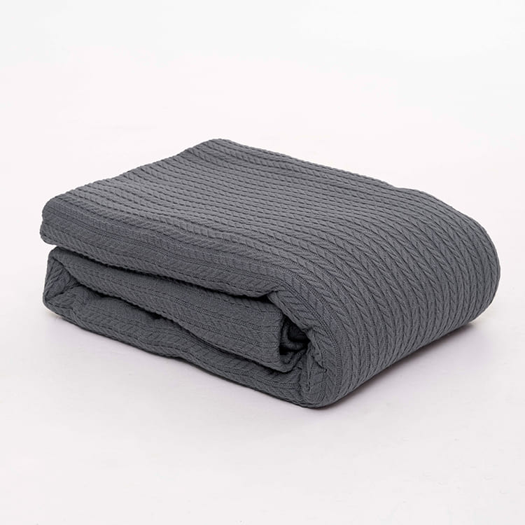 Gray Knit Throw Bed Blanket